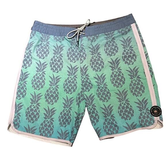 Rip Curl Mens Size 36 Pineapple Print Swim Trunks in Green and Blue - Picture 1 of 6